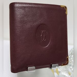 CARTIER Must de Cartier Bifold Bordeaux Leather Wallet with COA
